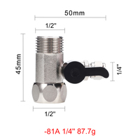 Robinet à bille trois voies 1/4 pouce en acier inoxydable 304, accessoire moderne pour cuisine, salle de bain, hôtel, poignée noire, eau froide, rotation 360°