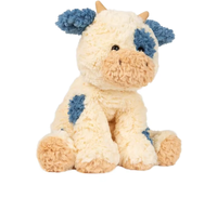 Peluche personnalisée en forme de vache, brodée, en tissu super doux, adorable, bleu crème, réchauffable au micro-ondes, pour anniversaire