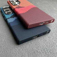   Casing Magnetik Plastik Tekstur Serat Karbon untuk Samsung S25 S24 S23 Ultra Plus Pelindung Lensa Alloy Armor