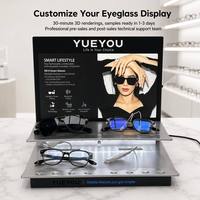 Présentoir intelligent portable moderne à 2 niveaux pour lunettes, avec panneau rétroéclairé LED et plateforme multi-lunettes détachable, pour lunettes intelligentes