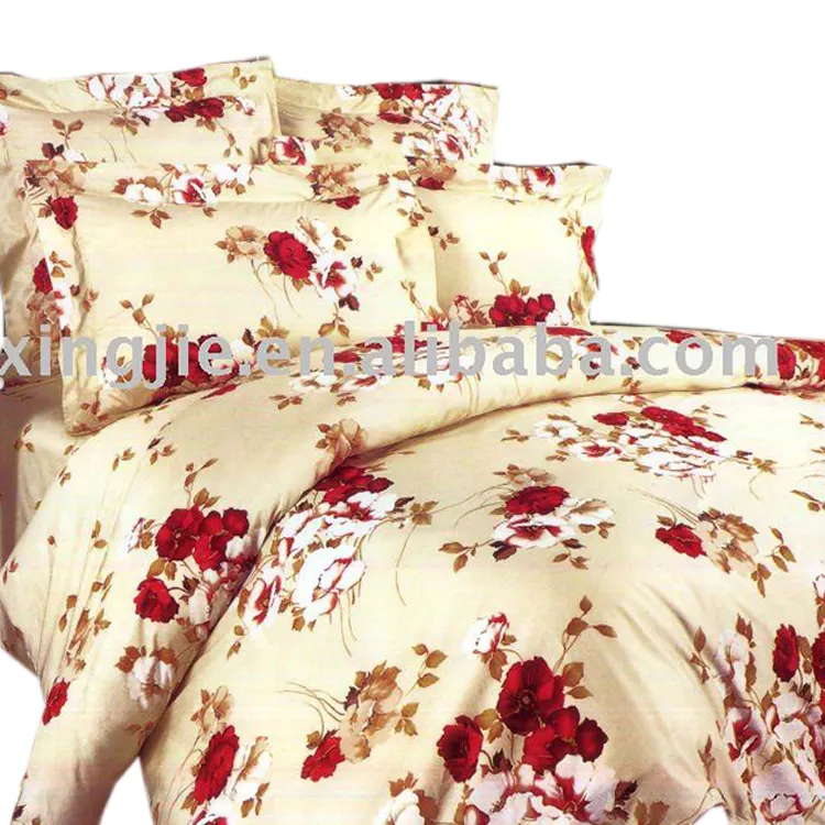 赤と白の花のキルト寝具セット豪華な寝室セット寝具セットキルト寝具