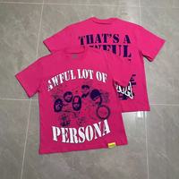 Kaos Pria Lengan Pendek Katun Cetak Gaya Hip-hop Heavy Washed, Model Longgar, Motif Cough Syrup American, Trendi