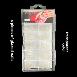 <span class=keywords><strong>Faux</strong></span> Ongles Nail Art – Série 100 Pièces en Boîte – Couverture Complète Style Français – Ongles en Verre Peints – Ongles en Cristal – Amande et Stiletto - Product Image 5