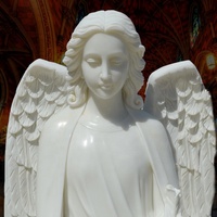 Statues d'anges gardiens grandeur nature en marbre sculpté, style européen, pour l'extérieur, avec garantie d'un an
