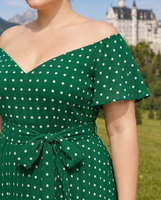 Robe midi décontractée à pois personnalisée avec nœud cœur, grande taille, vente en gros