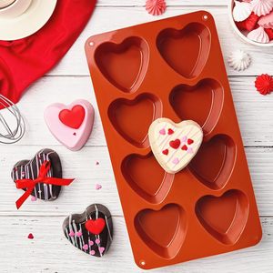 แม่พิมพ์ซิลิโคนรูปหัวใจแบบ8ช่องแม่พิมพ์อบแบบไม่ติดแม่พิมพ์เค้กช็อกโกแลตบราวนี่สำหรับวันวาเลนไทน์ - Product Image 5