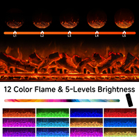Chimenea Eléctrica Moderna en Forma de L para Montar en la Pared, Chimenea Decorativa Empotrada con Llama de Colores y Control Remoto