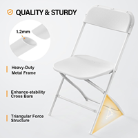 Chaises pliantes en plastique blanches pour événements, empilables, portables, pour l'extérieur, capacité de 600 lb, pour usage commercial, entrepôt américain