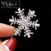 Broche de Noël en argent de haute qualité, motif flocon de neige, pour les fêtes