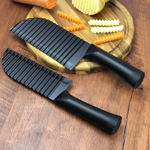 سكين تقطيع البطاطس اليدوي الجديد الأكثر مبيعًا من الفولاذ المقاوم للصدأ، أداة تقطيع متموجة، سكين مسنن لتقطيع السلطة - Product Image 1