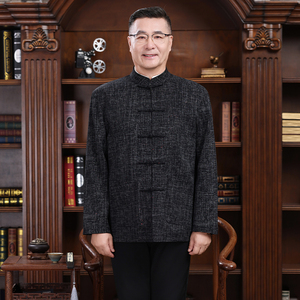 Costume Tang pour hommes d'âge moyen et âgés, vêtements de printemps et d'automne, manteau pour le 60e anniversaire du grand-père, robe d'anniversaire pour vieil homme - Product Image 1