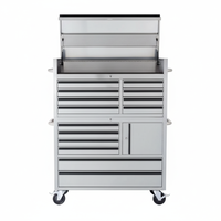 Boîte à outils roulante et armoire combinée en acier inoxydable de 42 pouces avec 15 tiroirs, OBM personnalisable, rangement mobile pour garage