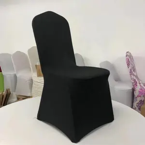 Housse de chaise extensible en polyester spandex noir pour fêtes de mariage, banquets, hôtels et restaurants
