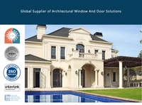 Ventana de Aluminio y Madera Compuesta con Arco, Doble Acristalamiento, Interior de Roble, Personalizada y de Lujo para Proyectos de Villas