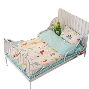 high quality 100% cotton cartoon pattern anti-static soft spring autumn quilt mattress pillow 6-piece bedding set for baby