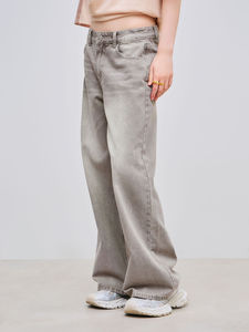 Jeans Anchos de Cintura Alta para Mujer, Color Gris Lavado, Estilo Vintage, Corte Holgado, Pantalones de Mezclilla de Algodón - Product Image 3