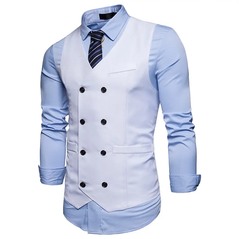 Wholesale New Fashion Men's Formal Vest Double Breasted Gentleman Plus Size Men's Vests