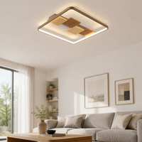 Plafonnier LED moderne et minimaliste en fer et PVC, design artistique en bois, télécommande, lumière tricolore, chambre à coucher, salle à manger