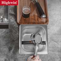 HIGHWIN Poubelle en acier inoxydable personnalisée pour café expresso Barista Knock Box Poubelle avec barre en caoutchouc