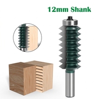 Fresa de encaje de dedos de 12 mm con vástago multi-diente, cortador de perfil para ranurado de empalmes ondulados para carpintería