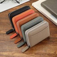 Dompet wanita, kapasitas besar kulit sapi ritsleting dompet koin kulit asli kualitas tinggi penutup ritsleting kartu kredit
