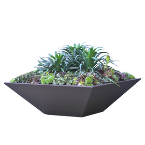 Customized Fiberglass Flower <b>Pots</b> Large Outdoor <b>Rectangular</b> Floor Standing Black For Shopping Mall Decorations - Product Image 4