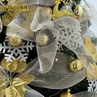 Décorations de Noël transfrontalières en stock de Chine : Accessoires modernes et simples pour sapin de Noël, attaches en maille, rubans colorés