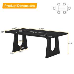 Juego de 2 Piezas de Mesa de Conferencia Negra Rectangular, <span class=keywords><strong>Escritorio</strong></span> de Reuniones de Oficina, Mesa de Reuniones Moderna de Madera para Sala de Juntas para 6-8 Personas - Product Image 6