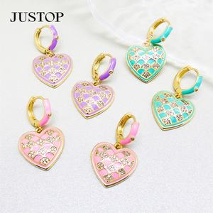 Hot Lady coeur pendentif à breloque boucles d'oreilles Zircon coloré coeur unisexe à la mode anniversaire ensemble de bijoux - Product Image 3