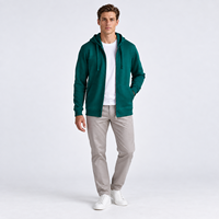 Cardigan zippé pour homme avec capuche, confortable, respirant, pré-rétréci, anti-boulochage, avec poignets côtelés, cordon de serrage et poche kangourou fendue