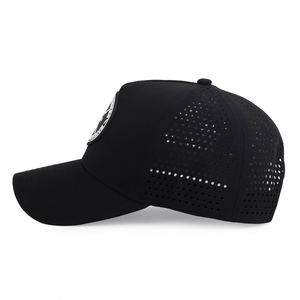Wholesale Custom Unstructured 5 Panel <b>Frame</b> Baseball Cap Laser Cut Hole Rubber PVC Logo Common Adjustable Professional OEM - Product Image 3