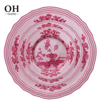 Service de Table Populaire en Porcelaine Fine, Ensemble d'Assiettes Florales Roses pour Mariage et Fête, Vaisselle de Luxe Décorative pour Événements et Traiteur
