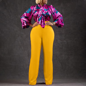 Camicette eleganti e pantaloni lunghi con stampa floreale di alta qualità <span class=keywords><strong>da</strong></span> donna in due pezzi nuovo abito autunnale alla moda - Product Image 6