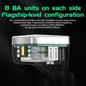 หูฟัง <span class=keywords><strong>KZ</strong></span> <span class=keywords><strong>AS16</strong></span> Pro แบบมีสายในหู 16BA Balanced Armature HIFI เสียงเบสหนักแน่น หูฟังตัดเสียงรบกวน สำหรับเล่นกีฬา - Product Image 5