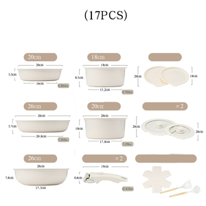 Có thể tháo rời xử lý chậu và chảo đặt nhôm không dính Frying Pan bán buôn Hot Bán cảm ứng nồi có thể tháo rời 17 cái/bộ DF - Product Image 6