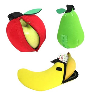 Sac à déjeuner portable pour enfants, motif silhouette de fruits de dessin animé mignon, en néoprène, style japonais moderne, étanche, avec fermeture éclair, anti-écrasement - Product Image 1