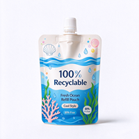 Pochette de recharge cosmétique recyclable avec bec verseur pour shampoing, après-shampoing, lotion, soins de la peau et gel douche – Emballage souple