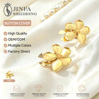 JFRB235 Penutup Kancing Logam Motif Bunga Kustom, Penjepit Kancing, Kancing Hias, Aksesoris DIY untuk Pakaian, Penutup Kancing