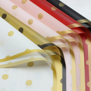 Papel mate impermeable con borde dorado de puntos redondos, papel de embalaje para flores, papel mate hecho a mano, papel para regalo, floristería - Product Image 1