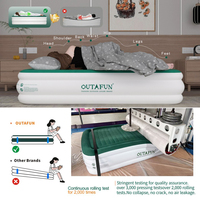 Lit d'air double OUTAFUN avec pompe intégrée, matelas gonflable durable en PVC floqué, écologique, pour chambre à coucher et mobilier de maison