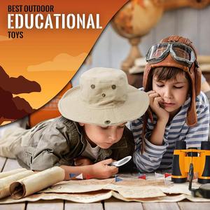 Kit de exploración para niños: binoculares para exteriores, figuritas de animales, linterna con manivela manual, sombrero Safari Boonie, equipo de camping - Product Image 2
