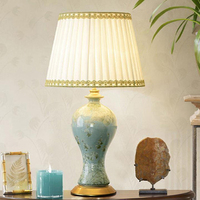 Lampes de table en céramique de style européen, décoration rétro pour salon, lampe de table en tissu pour bureau, lampe de chevet pour chambre à coucher, lampe de lecture