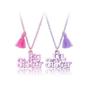 Collier avec pendentif lettre de couleur douce, collier pour grande sœur, meilleur ami, collier pour petite sœur, collier d'amitié BFF pour filles - Product Image 6
