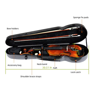 Estuche de Violín Ligero de Fibra de Carbono con Correa para el Hombro, Estuche Ultraligero para Violín Infantil - Product Image 6