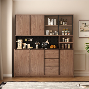 <span class=keywords><strong>Buffet</strong></span> d'appoint autoportant de luxe moderne, meuble de rangement modulaire marron pour cuisine, armoire haute pour garde-manger et organisation des aliments - Product Image 2