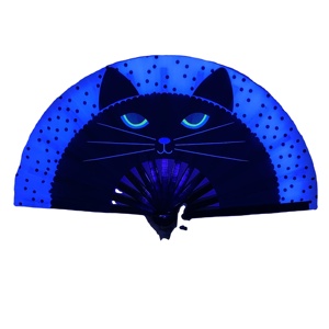 13 Inch New Styles in Stock Large Rave Neon Uv Reactive Party <b>Bamboo</b> Hand Fan - Product Image 4