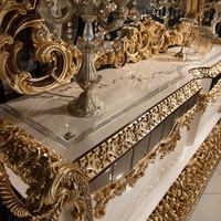 Buffet de salle à manger vintage turc de luxe antique avec sculptures, armoire en bois pour villa, meubles de maison