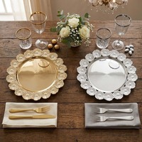 Assiette de Présentation Dorée en Plastique PP de 13 Pouces, Motif Personnalisé, Luxe, Durable et Réutilisable pour Mariages, Anniversaires et Festivals – Choix Premium