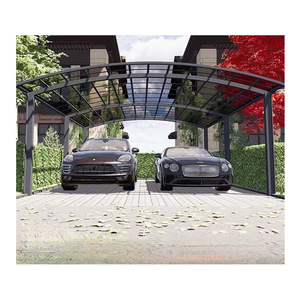 Abri de voiture moderne en alliage d'aluminium avec toit arqué, imperméable et durable, pour 2 voitures, pour patio extérieur, <span class=keywords><strong>jardin</strong></span> - Product Image 5