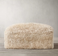 Nuevos diseños modernos para muebles de sala de estar de lujo envueltos en otomana de piel de oveja de pelo largo de lujo